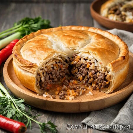 Аромат пирога с фаршем и рисом!