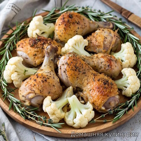 Куриные голени с цветной капустой в духовке