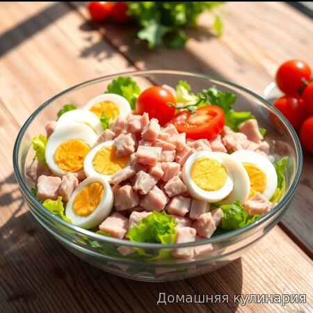 Рецепт салата с ветчиной и сухариками «Пикник»