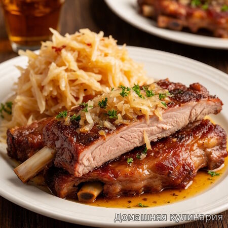 Свиные рёбрышки с квашеной капустой