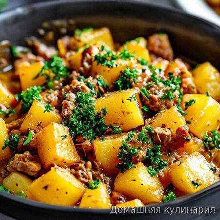 Вареная картошка с тушенкой